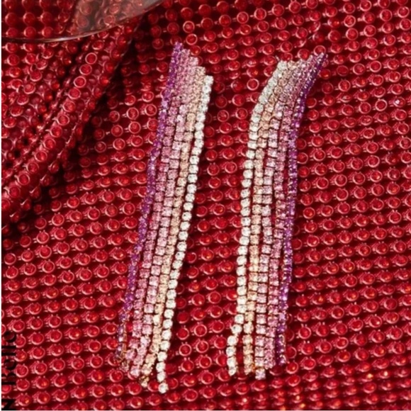 ❤️ FREE Tassel Fringe Rhinestone Boho Peasant Hipster Hippie Chic Ombre Earrings - Picture 1 of 4